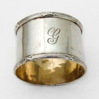 English Napkin Ring Applied Rims Jackson Sterling Silver 1935 Mono