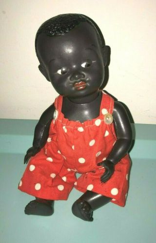 Vintage Black 9” Doll With Side Glance Eyes Made In England