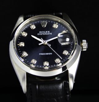 Rolex Oysterdate 6694 Winding Space Black Dial Steel Mens Vintage Watch C.  1959