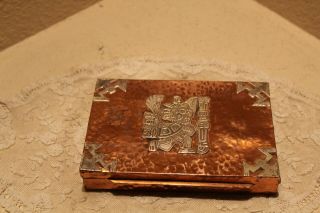 Vintage Vichy Sterling Silver On Hammered Copper Cigarette/ Trinket Box