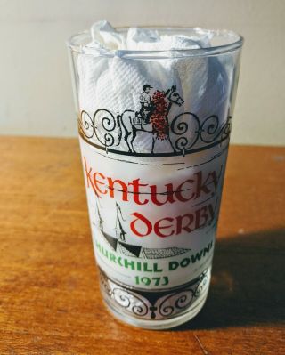 Vintage 1973 Kentucky Derby Glass Secretariat Churchill Downs