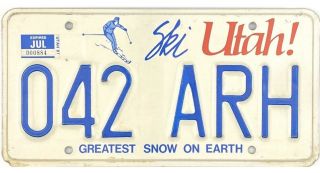 99 Cent 1987 Utah Ski License Plate 042arh