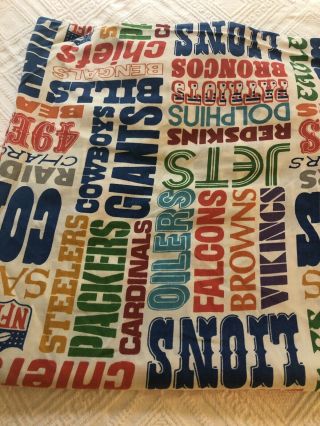 Vintage 1970’s Nfl Football Sports Teams Bed Sheet Twin Bed Fitted Sears Usa