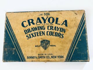 Vintage No.  336 Crayola Crayons Set Of 16 Large Binney Smith Brilliant Colors