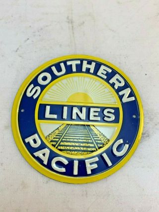 Vintage Post Cereal Railroad Railway Embossed Tin Sign Southern Pacific Lines