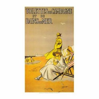 Toilettes De Champagne Et De Bains De Mer By A.  Pecoud.  Vintage French Poster