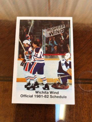 1981 - 82 Wichita Wind Hockey Pocket Schedule Wayne Gretzky