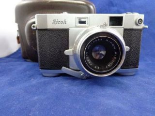 Vintage Ricoh 500 Rangefinder 35mm Camera Ricomat 2,  8 4.  5cm Lens & Case -