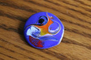 Vintage Hand Painted Enamel On Copper Pin Brooch Made In Ireland