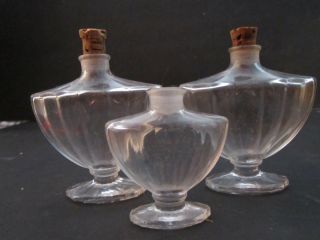 3 Small Vintage Baccarat Crystal Perfume Bottle.  Empty Guerlain.  Clear Glass