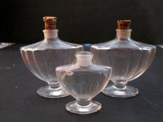 3 Small Vintage Baccarat Crystal Perfume Bottle.  Empty Guerlain.  Clear Glass 2