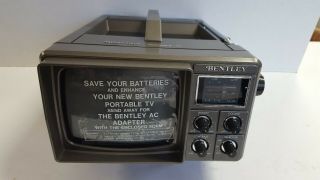 Vintage Bentley Portable Black & White 5 Inch Television Battery Operated TV 3
