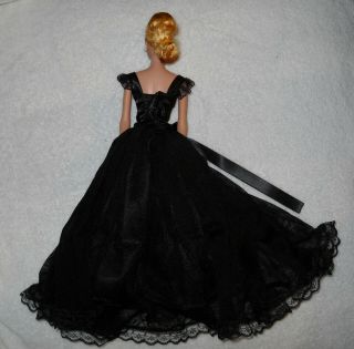 Vintage Blonde Swirl Ponytail Barbie Doll With Stunning Black Gown 3