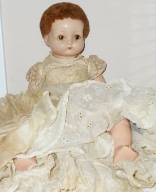 Antique,  Vintage Effanbee Sweetie Pie Baby Doll,  18 " Composition Caracul Wig