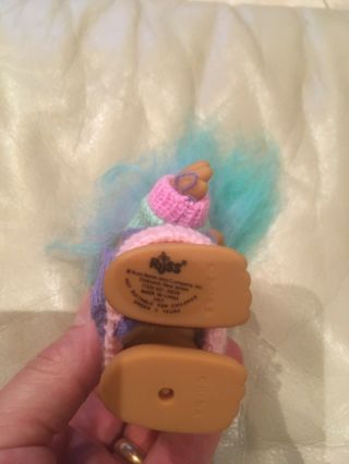 Vintage Rainbow Sweater Girl Troll Doll Russ 4 1/2” Teal Hair 3