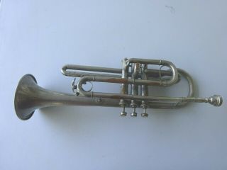 Vintage Advance Silver Trumpet Or Cornet,  Has Wear