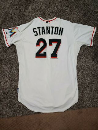 2015 Giancarlo Stanton Game Issued Miami Marlins Home Jersey
