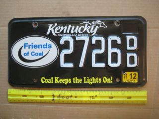 License Plate,  Kentucky,  Friends Of Coal,  Coal Keeps The Lights On 2726 Dd