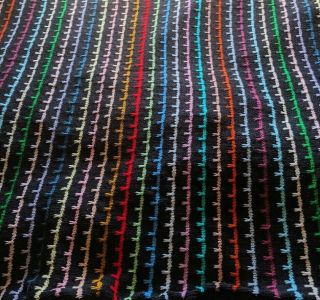 Vintage Handmade Crochet Afghan Multicolor Blanket Throw 52 " X 60 " Black