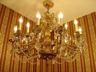Large Brass Crystal French Chandelier Ceiling Lamp Fixtures 18 L Huge