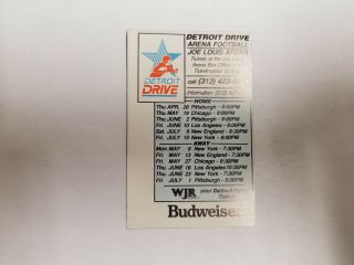 Detroit Drive 1988 AFL Arena Indoor Football Pocket Schedule - Budweiser 2