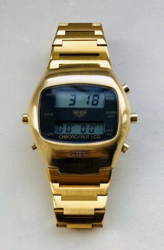 Vintage & Rare 1972 Heuer GOLD Chronosplit Digital LCD Men’s Steel Watch 2