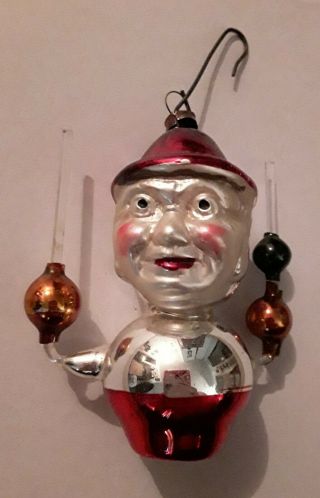 Antique German Christmas Ornament Hans Comic Man Head Chandelier Arms