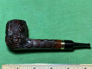 Near Lhs Sterncrest Rusticated Lovat With 14k Gold Band Pipe