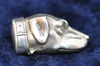 Fine Solid Sterling Silver Hallmarked Hunting Dog Vesta Case