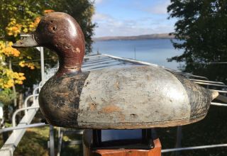 Vintage Chris Smith Drake Redhead Duck Decoy Michigan Cool Paint Hollow Carved