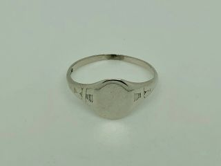 Vintage Art Deco English Sterling Silver Blank Unengraved Signet Ring Size P