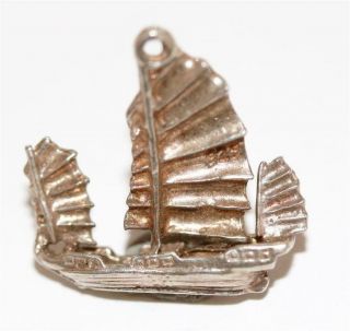Chinese Junk Boat Sterling Silver 925 Vintage Bracelet Charm 2.  4g