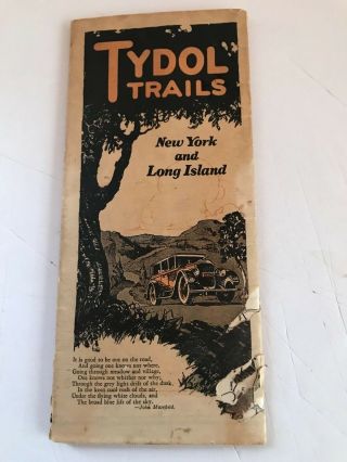 Vintage 1927 York And Long Island Tydol Trails Road Map