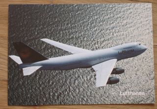 Post Card Air Liner Plane Craft Ways Flight Deutsche Lufthansa Boeing B 747 Fly