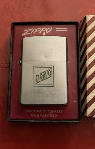 Vintage Zippo Lighter W/ Red Stripe Box Advertising Dravo