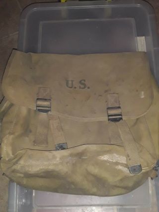 Vintage Ww2 Us Army Musette Bag 1943 Date