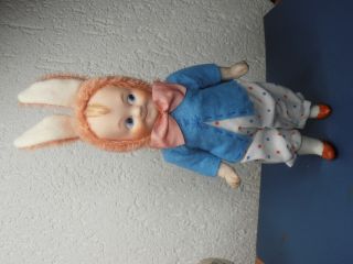 Rar Antique Dolls German Bisque Doll Googly Kewpie In The Bunny Costume Heubach