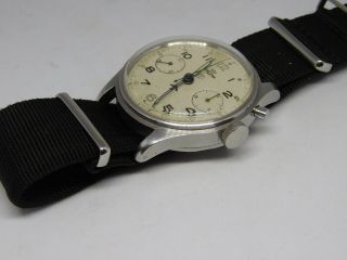 Vintage Lemania Military One Button Chronograph Wrist Watch.
