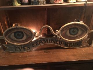 Antique Optometrist Brass Trade Sign