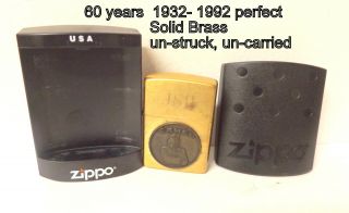 Vintage Solid Brass Camel Zippo 1932 - 1992,  60 Year Celebration,  Near Perfect.