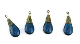 Antq Chinese Gilt Kingfisher Blue Peking Glass Court Necklace Beads Pendant 4
