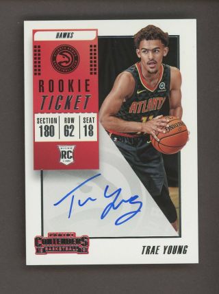2018 - 19 Contenders Trae Young Hawks Rookie Rc Ticket Auto