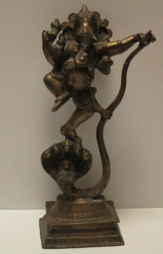 Antique Brass Metal Sculpture Icon Vintage Hindu 15 " Vintage Idol God Ganesh