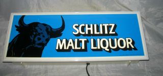 1977 Vintage Schlitz Bull Malt Liquor Beer Light Up Sign Vg