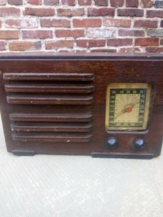 Vintage 1938 Old Emerson Ingraham Cabinet Art Deco Antique Tube Radio