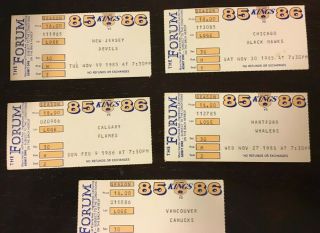 1985/86 La Kings Hockey Ticket Stubs (5)