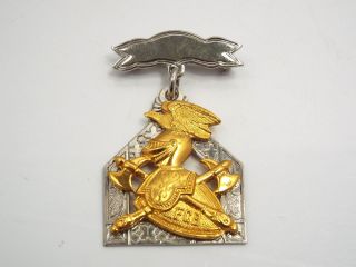 Vtg Knights Of Pythias Fcb Lodge Sterling Silver Gold Vermeil Dangle Pin Medal
