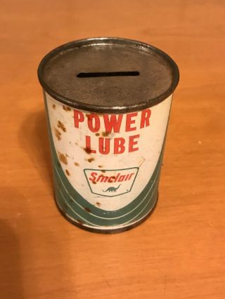 Vintage Sinclair Power Lube 4oz Oil Can Coin Bank Advertising 2