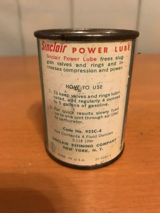Vintage Sinclair Power Lube 4oz Oil Can Coin Bank Advertising 3