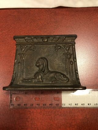 Antique Cast Metal Sphinx Ancient Egypt Revival Library Book Holder End Piece